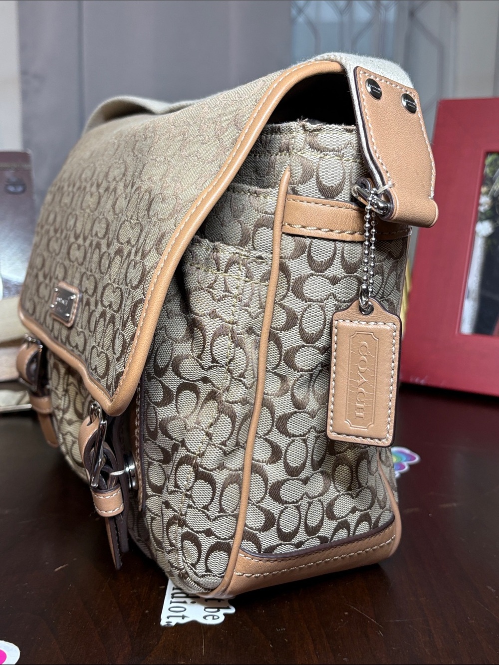Coach Signature Canvas Messenger Crossbody Bag Khaki Leather J1169-F70283 NEW - Picture 6 of 16